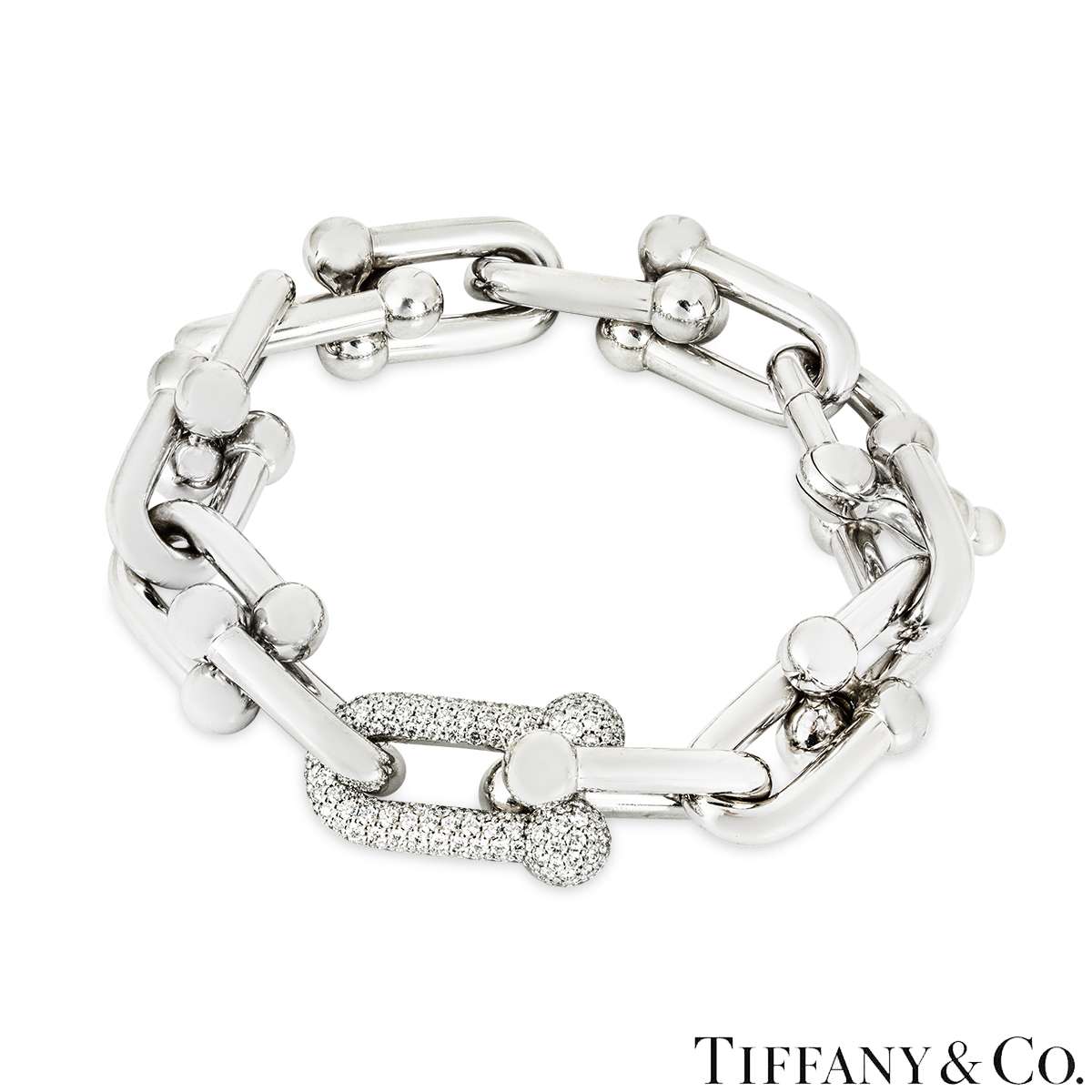 Tiffany & Co. White Gold Large Link Hardware Diamond
